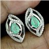 Image 2 : Unheated Pear Emerald 7x5mm Cz 14K White Gold Plate 925 Sterling Silver Earrings