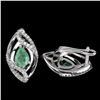 Image 3 : Unheated Pear Emerald 7x5mm Cz 14K White Gold Plate 925 Sterling Silver Earrings