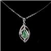 Image 2 : Unheated Pear Emerald 7x5mm Cz 14K White Gold Plate 925 Sterling Silver Necklace