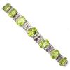 Image 1 : Unheated Oval Green Peridot 7x5mm Rhodolite Garnet 14k White Gold Plated 925 Sterling Silver Bangle