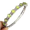 Image 2 : Unheated Oval Green Peridot 7x5mm Rhodolite Garnet 14k White Gold Plated 925 Sterling Silver Bangle