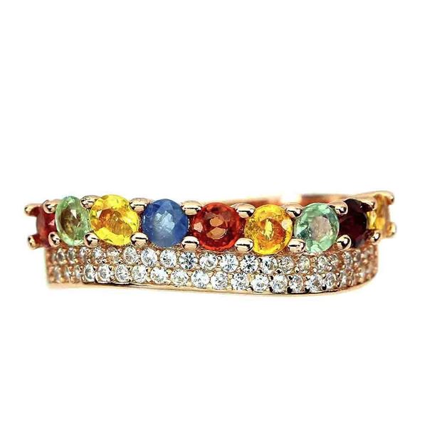 Heated Pear Sapphire 4x3mm Cz 14K Rose Gold Plated 925 Sterling Silver Ring Size 9