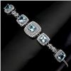 Image 1 : Cushion Sky Blue Topaz 5mm Cz White Gold Plate 925 Sterling Silver Bracelet 8.5 inches