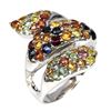 Image 2 : Round Sapphire Multi Color 2.5mm 14K White Gold Plate 925 Sterling Silver Ring 9