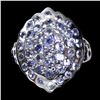 Image 1 : Unheated Round Tanzanite Rhodolite Garnet 14 k White Gold Plated 925 Sterling Silver Ring Size 7