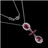 Image 1 : Oval Red Ruby 7x5mm White Topaz White Gold Plate 925 Sterling Silver Necklace 18 inches