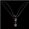 Image 3 : Oval Red Ruby 7x5mm White Topaz White Gold Plate 925 Sterling Silver Necklace 18 inches