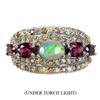 Image 1 : Oval Black Opal 7x5mm Rhodolite Garnet Sapphire 925 Sterling Silver Ring Size 9