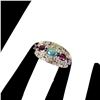 Image 3 : Oval Black Opal 7x5mm Rhodolite Garnet Sapphire 925 Sterling Silver Ring Size 9