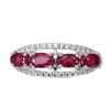 Image 1 : Oval Red Ruby 5x3mm Cz 14K White Gold Plate 925 Sterling Silver Ring Size 6