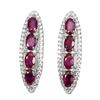 Image 1 : Oval Red Ruby 5x3mm Cz 14K White Gold Plate 925 Sterling Silver Earrings