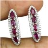 Image 2 : Oval Red Ruby 5x3mm Cz 14K White Gold Plate 925 Sterling Silver Earrings