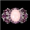 Image 1 : Unheated Oval Pink Opal 9x7mm Rhodolite Garnet 925 Sterling Silver Ring Size 7