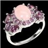 Image 2 : Unheated Oval Pink Opal 9x7mm Rhodolite Garnet 925 Sterling Silver Ring Size 7