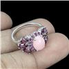 Image 3 : Unheated Oval Pink Opal 9x7mm Rhodolite Garnet 925 Sterling Silver Ring Size 7