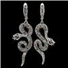 Image 1 : Heated Round Ruby Emerald Sapphire Marcasite 14 k White Gold Plated 925 Sterling Silver Cobra Earrin