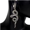 Image 2 : Heated Round Ruby Emerald Sapphire Marcasite 14 k White Gold Plated 925 Sterling Silver Cobra Earrin