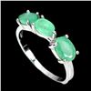 Image 2 : Unheated Oval Emerald 7x5mm 14K White Gold Plate 925 Sterling Silver Ring Size 8