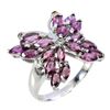 Image 2 : Unheated Marquise Rhodolite Sapphire 14 h White Gold Plated 925 Sterling Silver Butterfly Ring 8.5