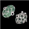 Image 3 : Unheated Oval Green Emerald 6x4mm Simulated Cz 14 k White Gold Plated 925 Sterling Silver Earrings