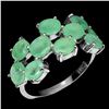 Image 2 : Unheated Oval Emerald 5x4mm 14K White Gold Plate 925 Sterling Silver Ring 7