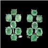 Image 1 : Unheated Oval Emerald 5x4mm 14K White Gold Plate 925 Sterling Silver Earrings