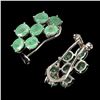 Image 3 : Unheated Oval Emerald 5x4mm 14K White Gold Plate 925 Sterling Silver Earrings