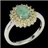 Image 2 : Unheated Oval Emerald 7x5mm Sapphire Diamond Cut 14 k White Gold plated 925 Sterling Silver Ring Siz