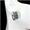 Image 5 : Unheated Round Green Emerald Black Spinel 14 k White Gold Plated 925 Sterling Silver Ring - Earrings