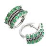 Image 6 : Unheated Round Green Emerald Black Spinel 14 k White Gold Plated 925 Sterling Silver Ring - Earrings