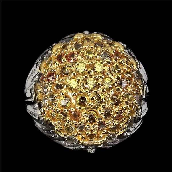 Round Sapphire Diamond Cut Multi Color 14 k White Gold Plated 925 Sterling Silver Ring Size 7