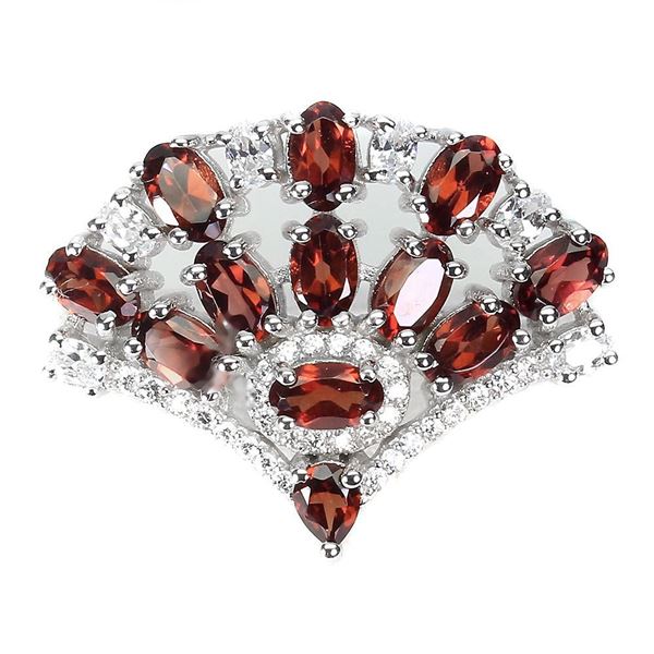 Unheated Oval Red Mozambique Garnet 5x3 mm  14 k White Gold Plated Cz 925 Sterling Silver Ring Size