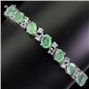 Image 1 : Unheated Oval Green Emerald 7x5 mm Tanzanite 14 k White Gold  Plated 925 Sterling Silver Bangle