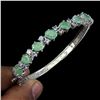 Image 2 : Unheated Oval Green Emerald 7x5 mm Tanzanite 14 k White Gold  Plated 925 Sterling Silver Bangle