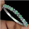 Image 3 : Unheated Oval Green Emerald 7x5 mm Tanzanite 14 k White Gold  Plated 925 Sterling Silver Bangle