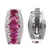 Image 3 : Heated Oval Red Ruby 6x4mm Simulated Cz  14 k White Gold Plated 925 Sterling Silver Earrings
