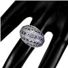 Image 3 : Unheated Round Blue Tanzanite 2.5mm White Topaz 14 k White Gold Plated 925 Sterling Silver Ring Size