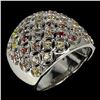 Image 2 : Round Sapphire Diamond Cut 14K White Gold Plate 925 Sterling Silver Ring Size 8