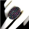 Image 3 : Oval Black Opal Rainbow 6x4 mm Sapphire Diamond Cut 14 k White Gold Plated 925 Sterling Silver Ring