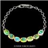 Image 1 : Unheated Oval Fire Opal Rainbow Full Flash 9x7 mm 14 k White Gold Plated 925 Sterling Silver Bracele