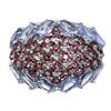Image 1 : Unheated Oval Tanzanite 5x3mm Rhodolite Garnet 14 k White Gold Plated 925 Sterling Silver Ring Size