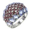 Image 2 : Unheated Oval Tanzanite 5x3mm Rhodolite Garnet 14 k White Gold Plated 925 Sterling Silver Ring Size