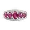 Image 1 : Heated Oval Red Ruby 6x4mm Simulated Cz 14 K White Gold Plated 925 Sterling Silver Ring Size 8