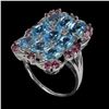 Image 2 : Oval Sky Blue Topaz 6x4 mm Rhodolite Garnet 14 k White Gold Plated 925 Sterling Silver Ring Size 9