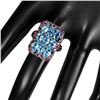 Image 3 : Oval Sky Blue Topaz 6x4 mm Rhodolite Garnet 14 k White Gold Plated 925 Sterling Silver Ring Size 9