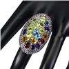 Image 1 : Pear Swiss Blue Topaz 8x6 mm Amethyst Citrine Gems 14 k White Gold Plated  925 Sterling Silver Ring