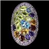 Image 2 : Pear Swiss Blue Topaz 8x6 mm Amethyst Citrine Gems 14 k White Gold Plated  925 Sterling Silver Ring