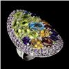 Image 3 : Pear Swiss Blue Topaz 8x6 mm Amethyst Citrine Gems 14 k White Gold Plated  925 Sterling Silver Ring