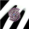 Image 3 : Unheated Marquise Rhodolite Garnet 5x2 mm Tanzanite 14 k White Gold Plated 925 Sterling Silver Ring