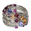 Image 1 : Unheated Pear Tanzanite 5x3 mm Rhodolite Sapphire 14 k White Gold Plated 925 Sterling Silver Ring Si